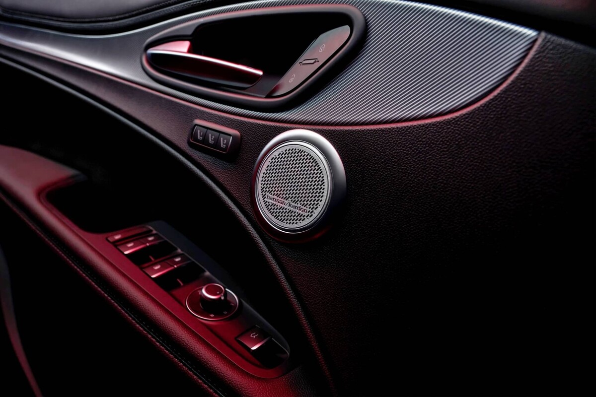 Exquisitos detalles del interior de la puerta del Alfa Romeo Stelvio Exquisitos detalles del interior de la puerta del Alfa Romeo Stelvio