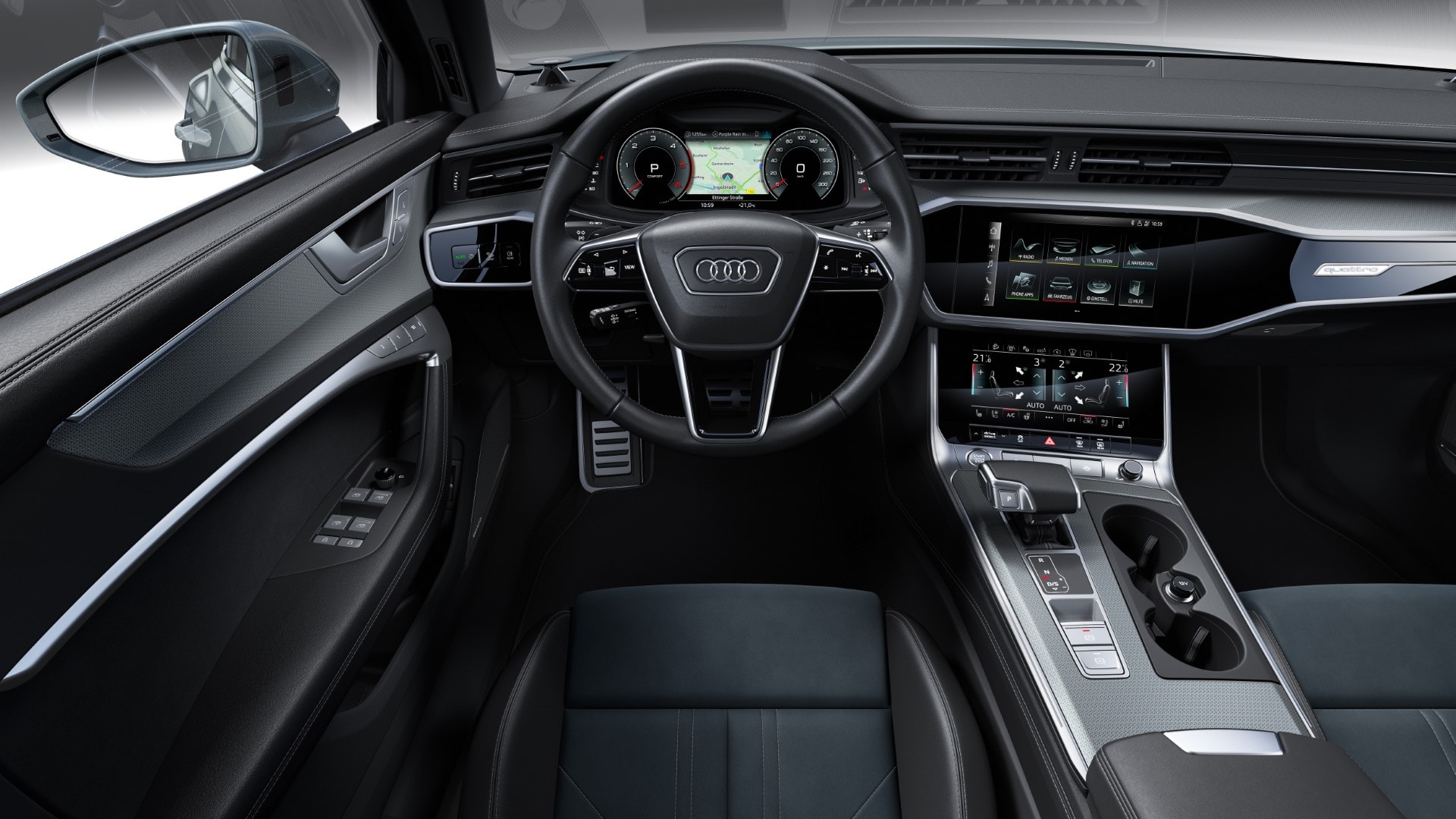 Vista del habitáculo sofisticado y tecnológico del Audi A6 allroad.