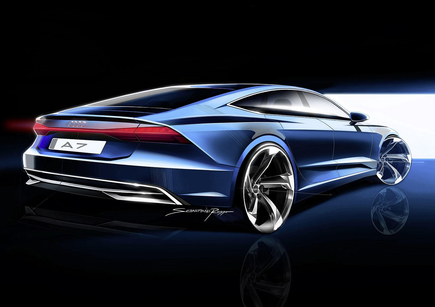 Perfil lateral y trasero del Audi A7 Sportback, reflejando una estética equilibrada y sofisticada.