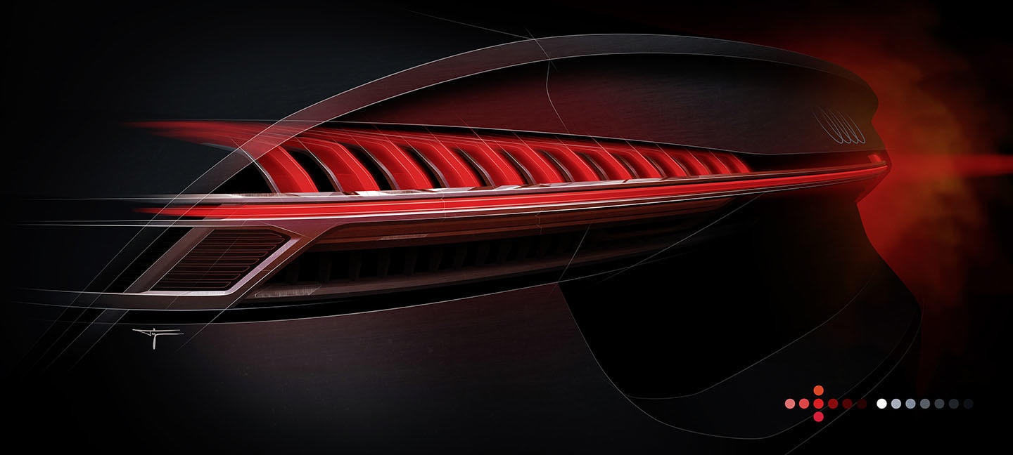 Detalle de la tecnología de iluminación trasera del Audi A7 Sportback, con un diseño moderno y futurista.