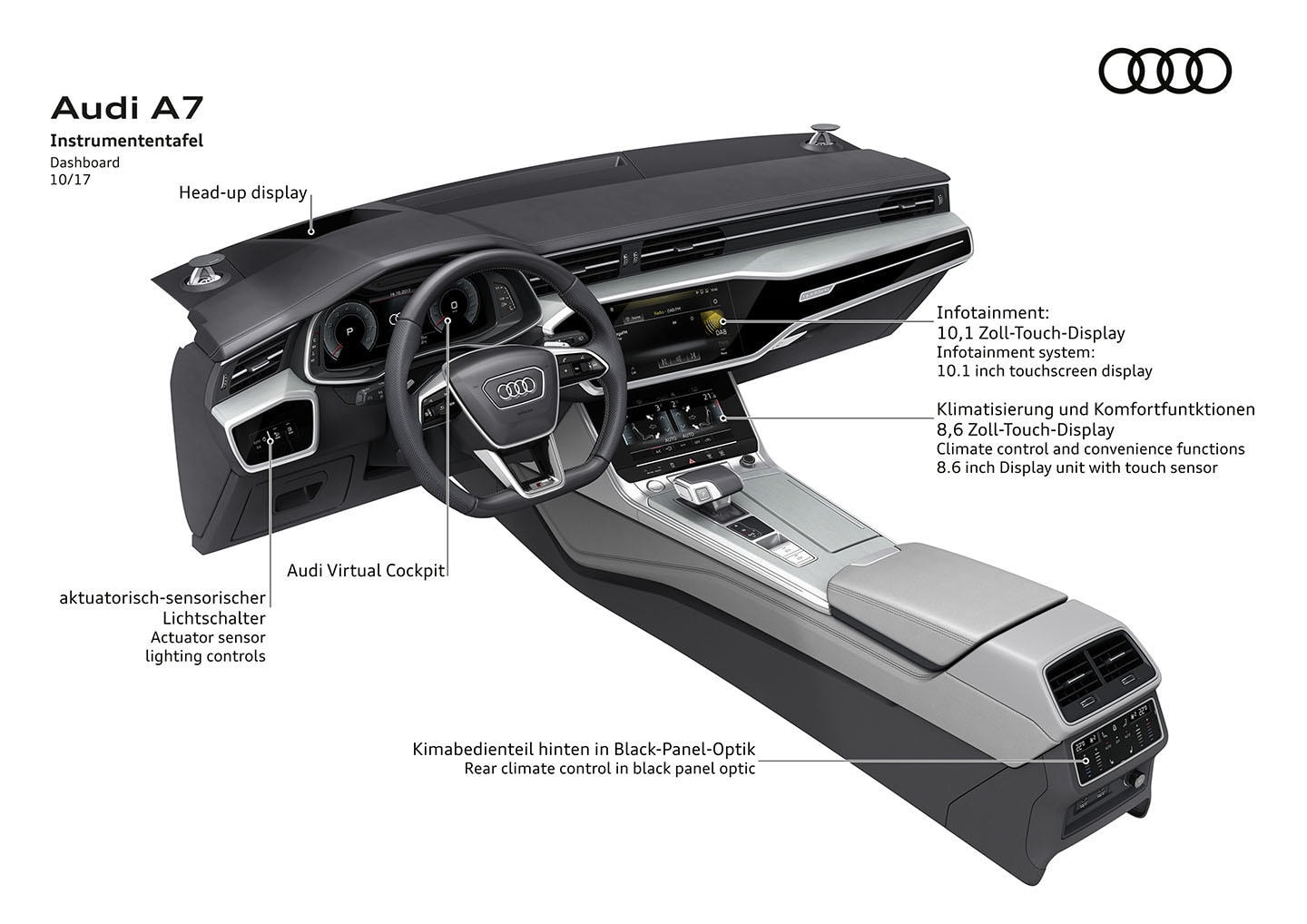 Panel de instrumentos con MMI touch response del Audi A7.