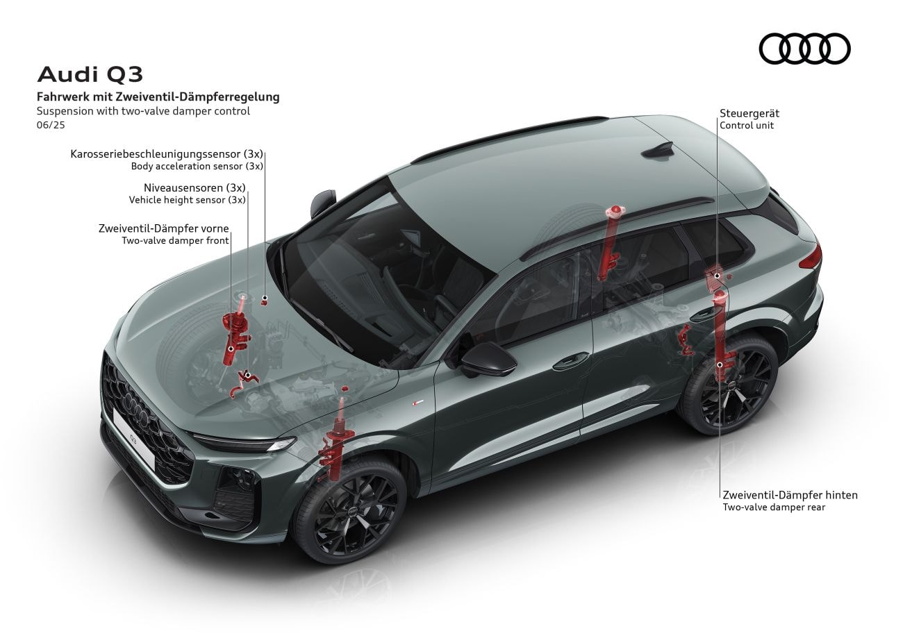 El volante del Audi Q3 muestra controles intuitivos y diseño ergonómico.