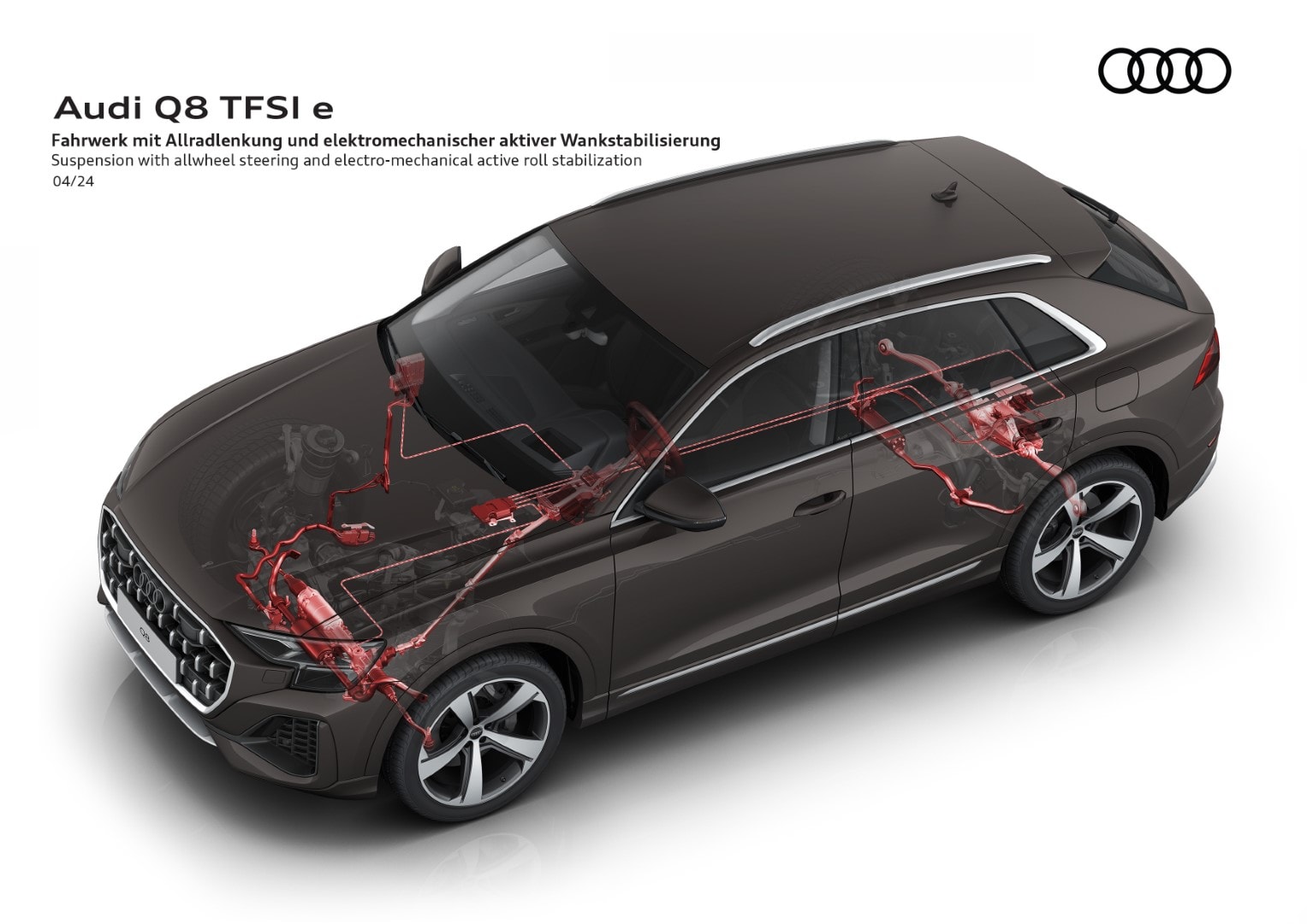 Vista superior del Audi Q8 híbrido destacando su línea aerodinámica.