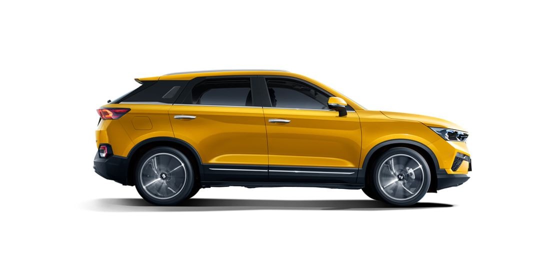 Vista lateral del Bestune T77 que resalta su diseño robusto.