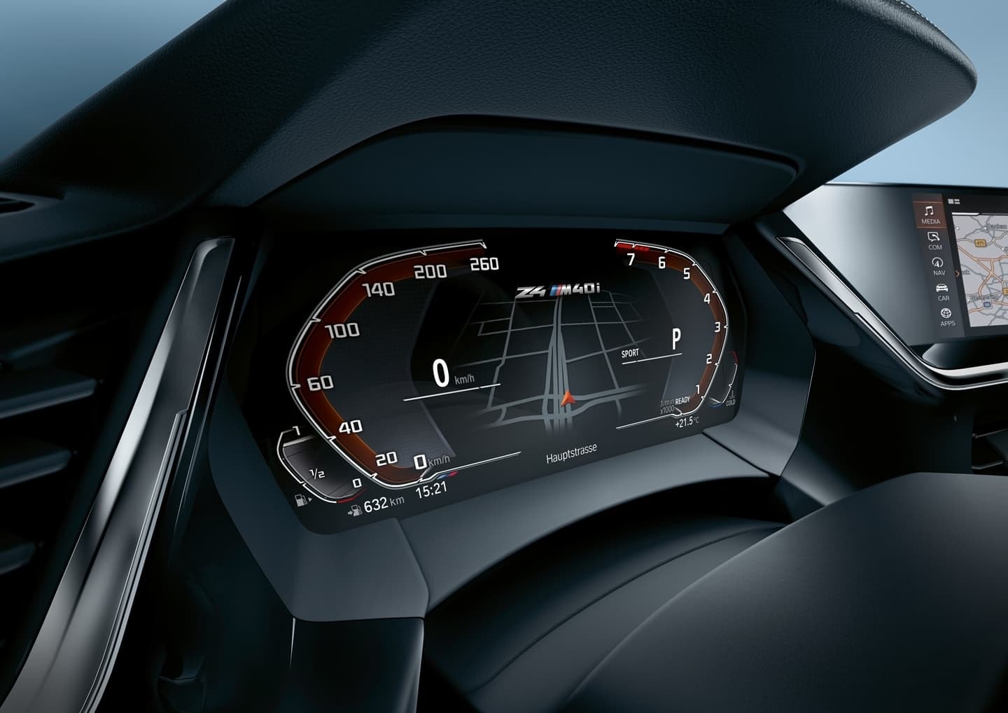 Cuadro de instrumentos digital del BMW Z4 con diseño sofisticado y tecnológico.