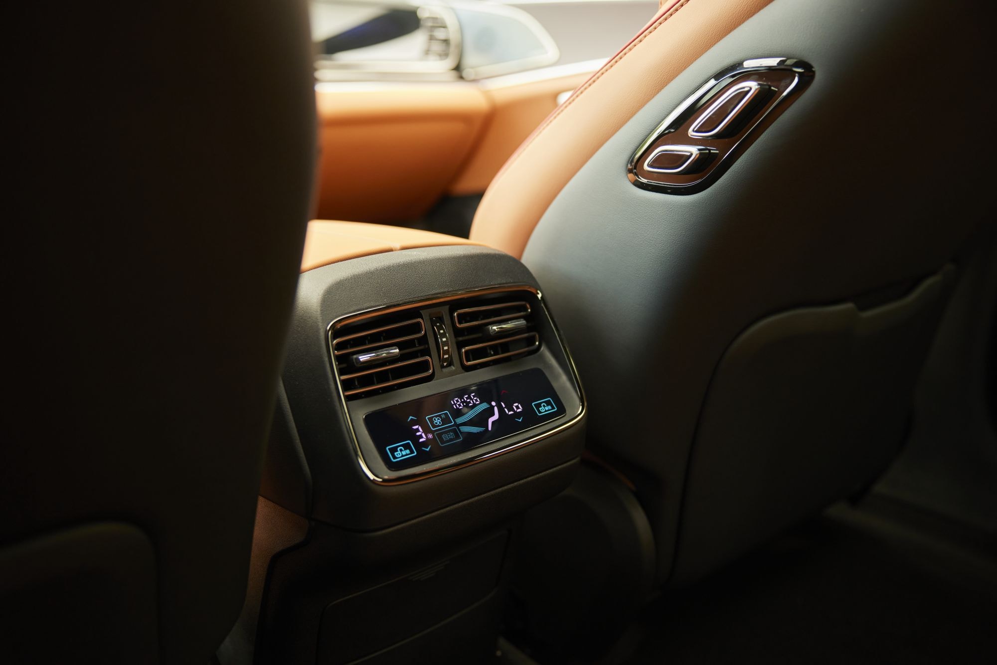 Detalle de la tapicería de la puerta, con un diseño sofisticado.