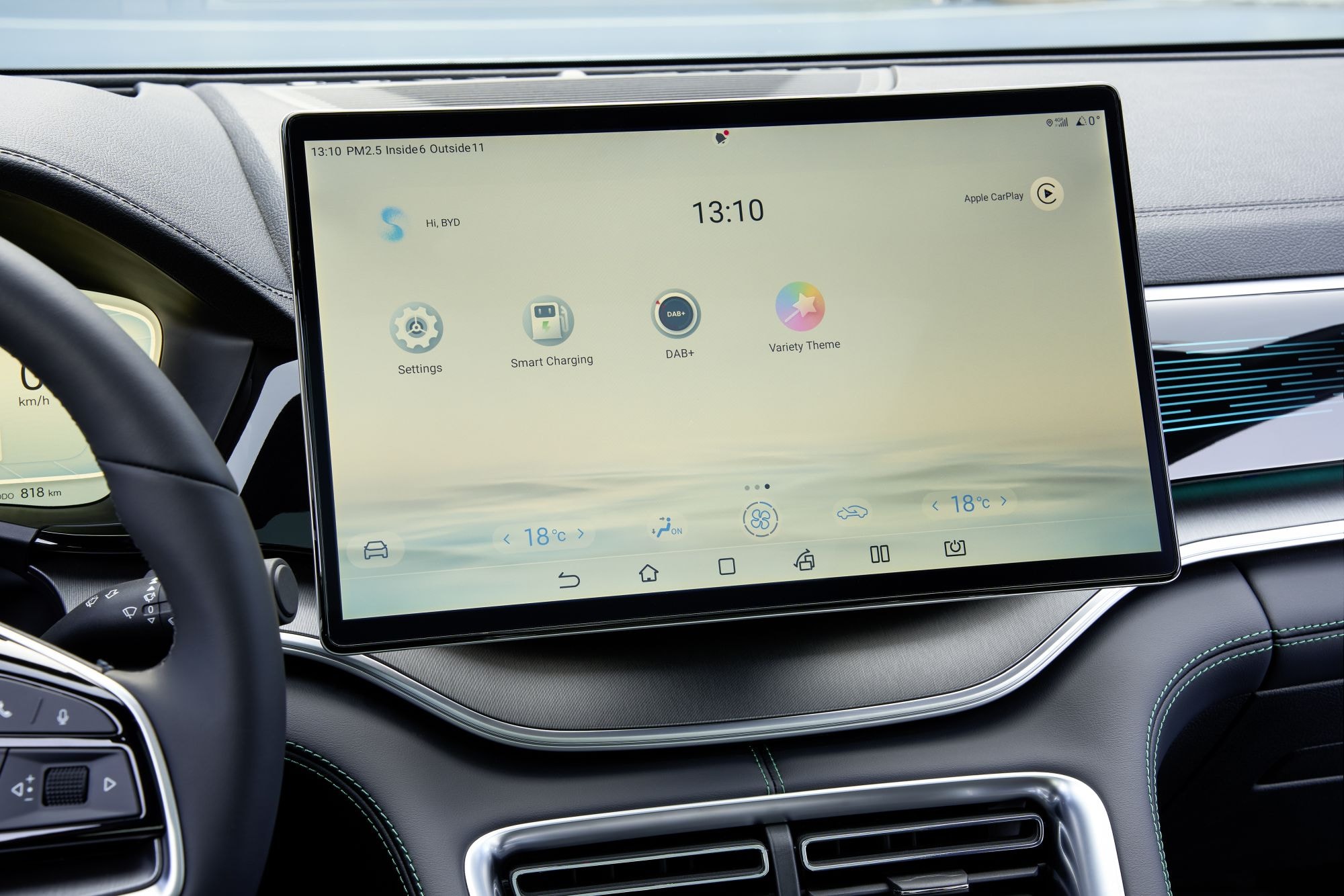 Interfaz que muestra el estado de carga del vehículo.