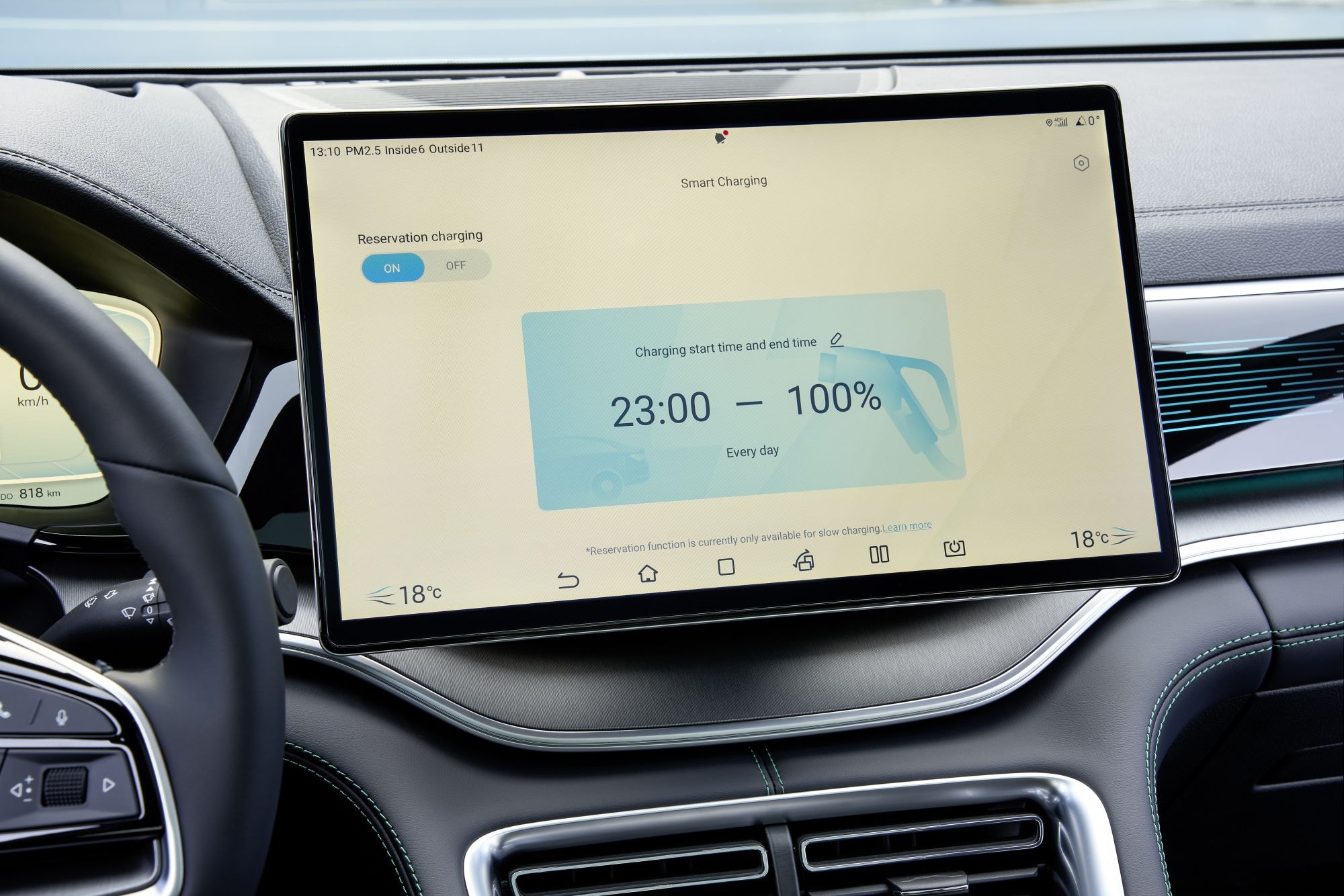 Vista del interior con pantalla central amplia.