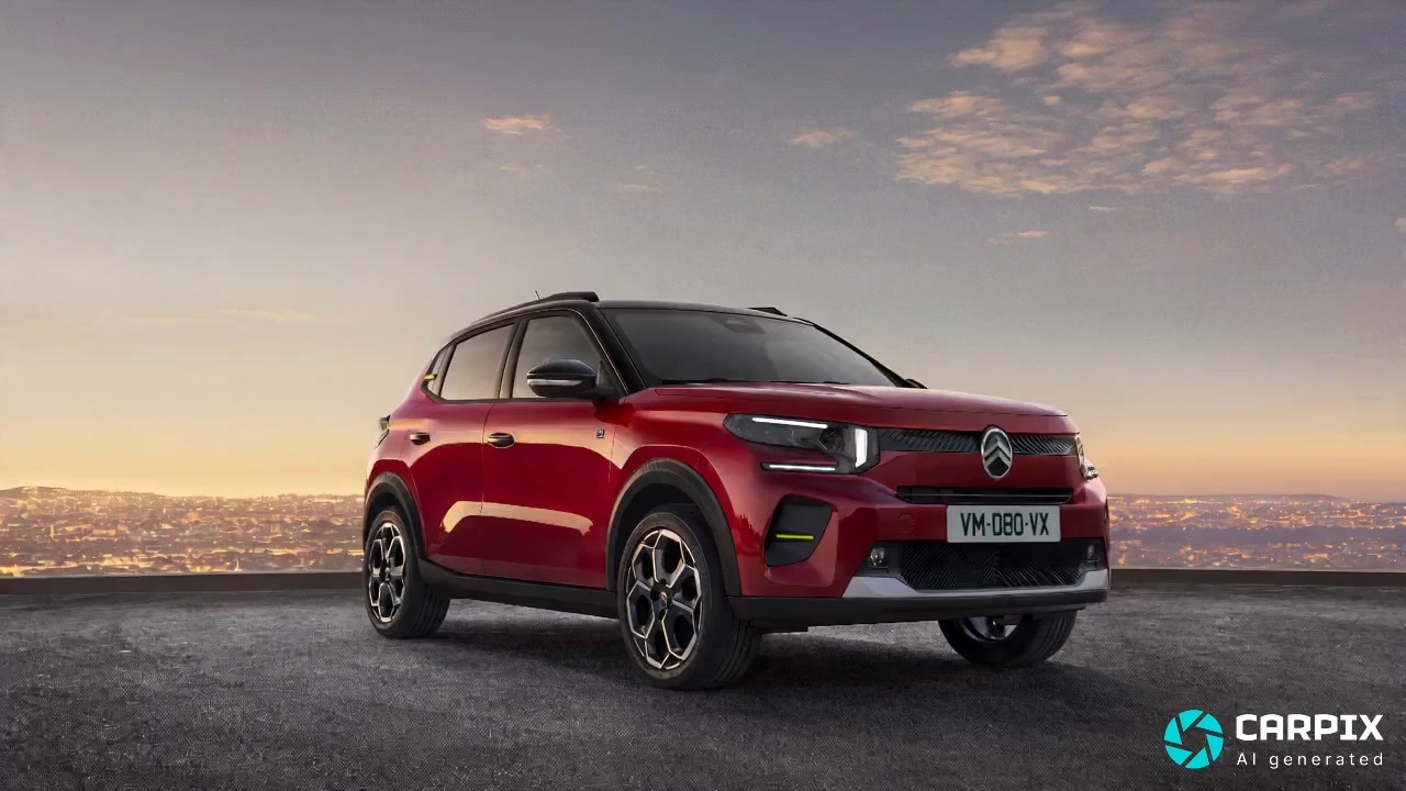 Citroën ë-C3 en movimiento destacando su diseño urbano y dinámico.