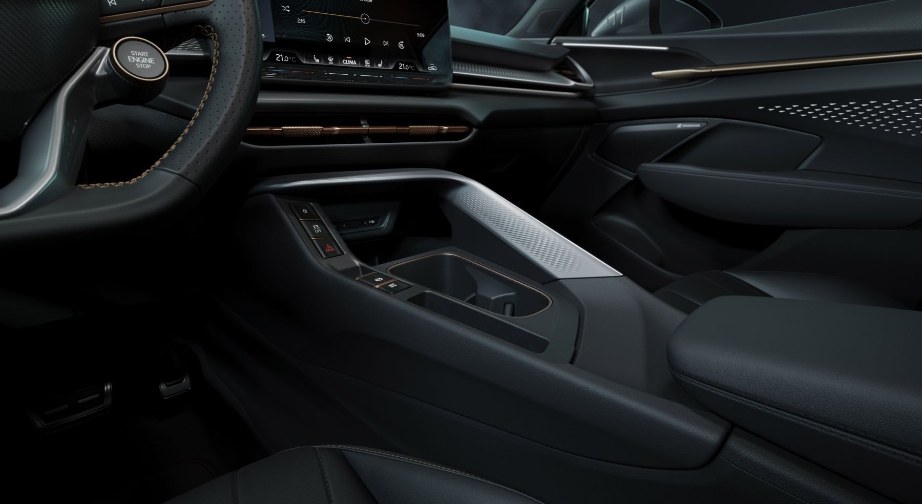 Vista interior del salpicadero y controles del Cupra Terramar.