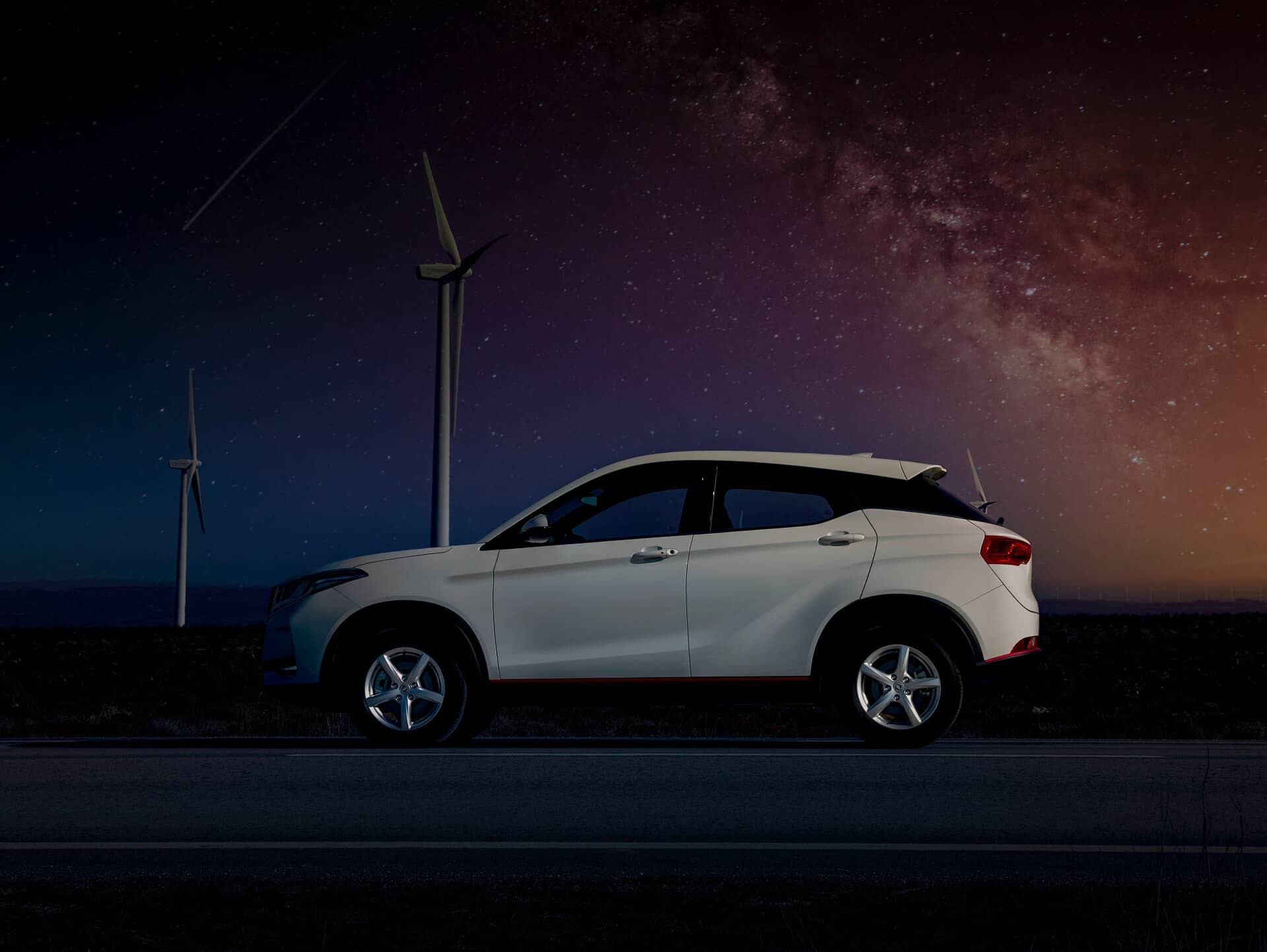 Perfil lateral del DFSK 500 capturado al anochecer.