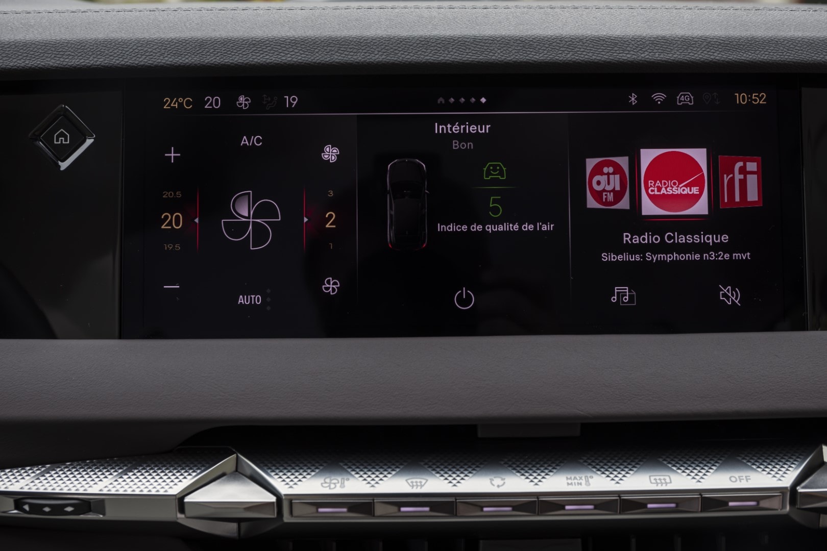 Vista del sistema de infotainment del DS 4.