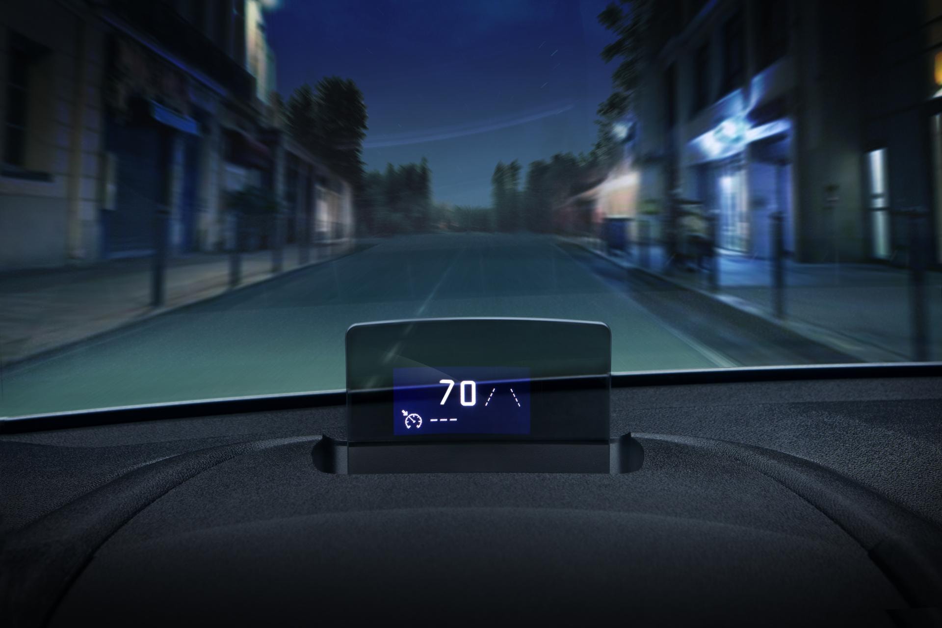 Sistema de head-up display mostrando velocidad en el Fiat Doblò.