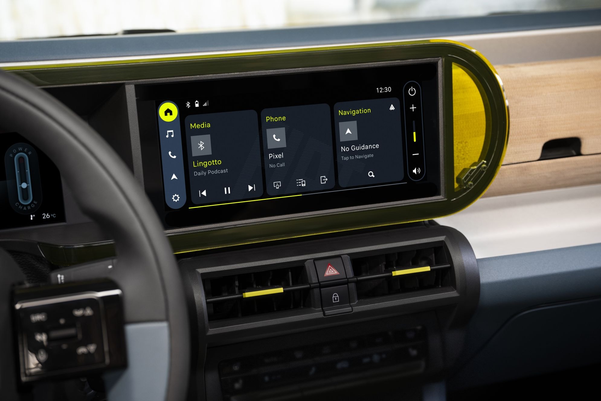 Detalle de la rejilla de ventilación en el diseño interior del Fiat Grande Panda.