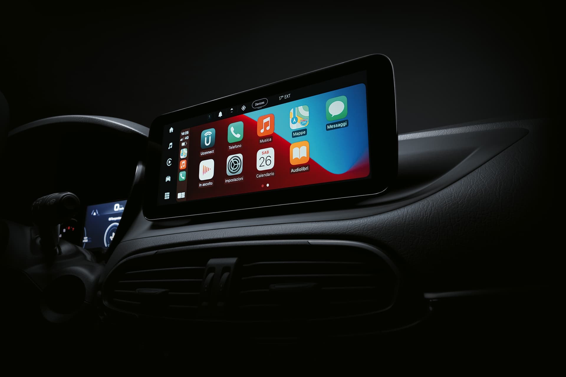 Pantalla táctil central del Fiat Tipo, resaltando conectividad y tecnología