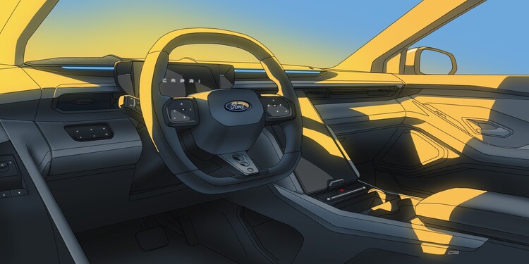 Interior del Ford Capri destacando la ergonomía y tecnología avanzada en su cabina. Interior del Ford Capri destacando la ergonomía y tecnología avanzada en su cabina.