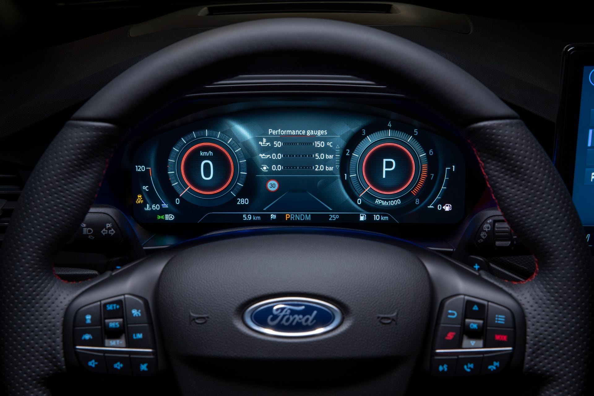 Vista del cuadro de instrumentos digital del Ford Focus Sportbreak.