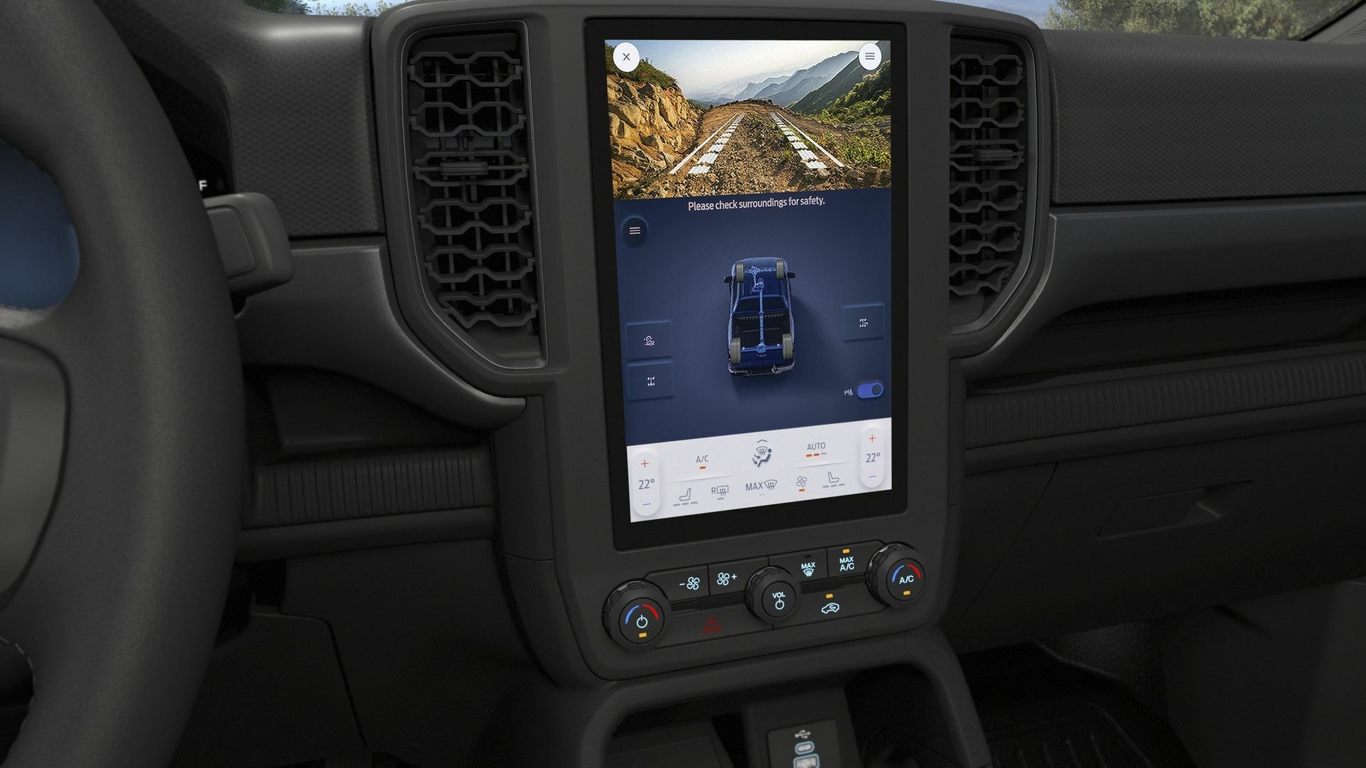 Sistema multimedia con pantalla vertical en el Ford Ranger