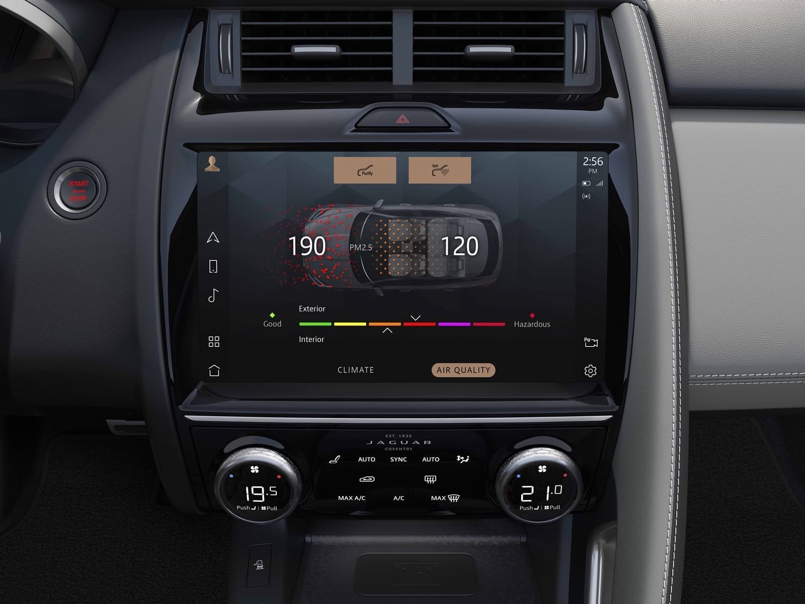 Consola central con pantalla táctil del Jaguar E-Pace.