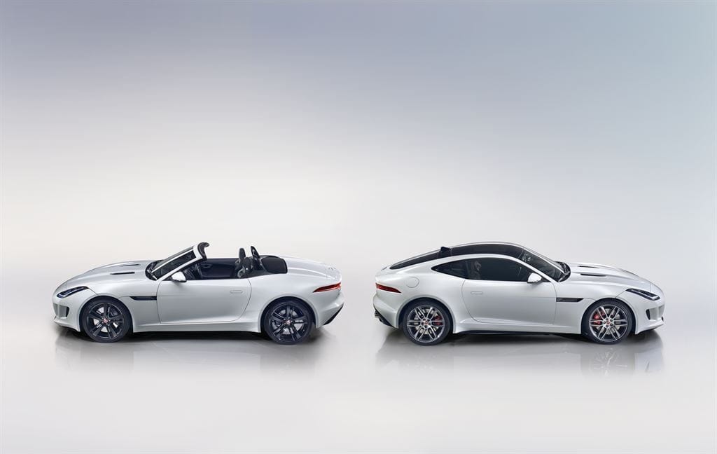 Comparativa lateral entre el convertible y el coupé del Jaguar F-Type.