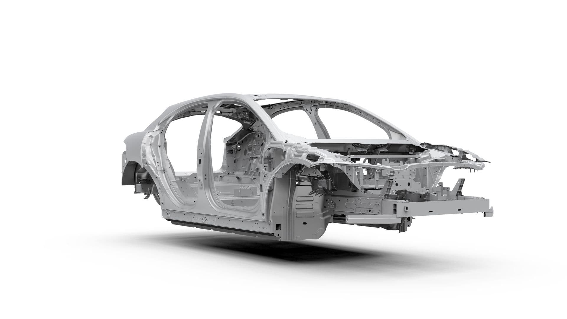 Visualización de la estructura del chasis del Jaguar I-Pace, resaltando su arquitectura.