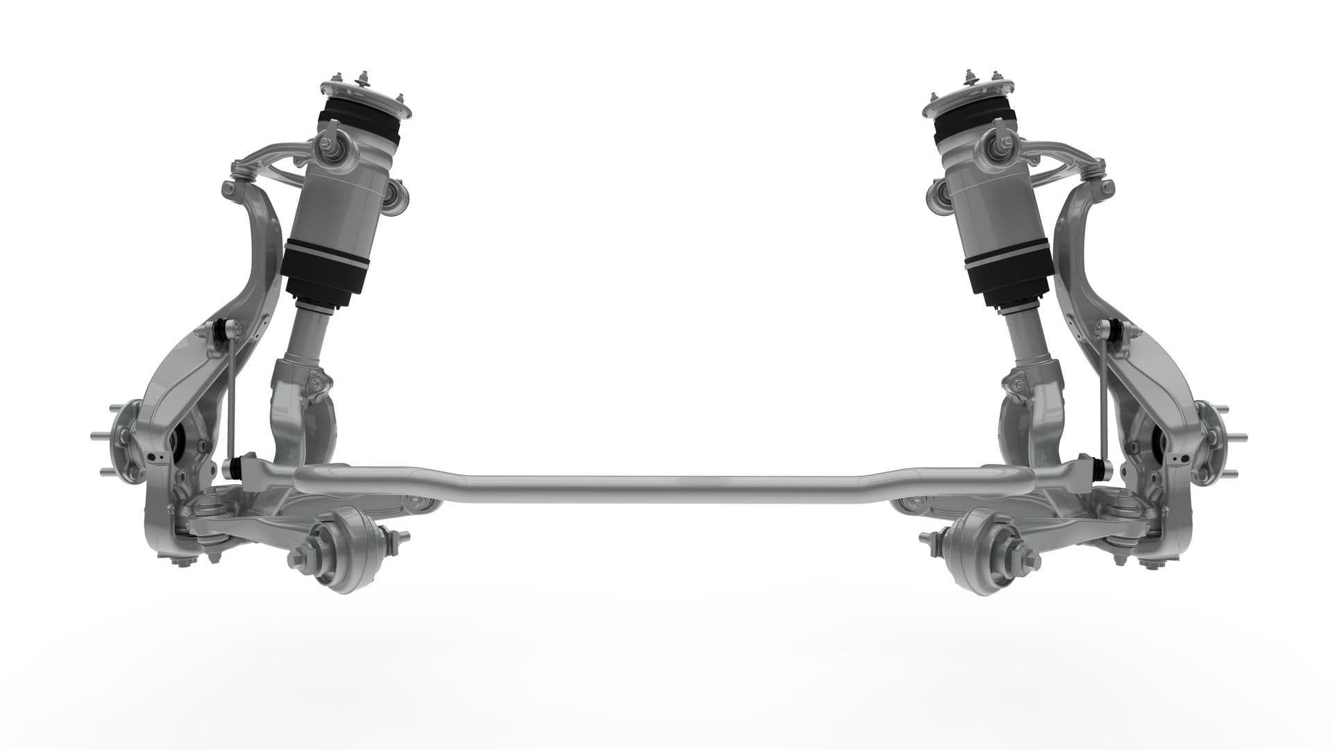 Suspensión delantera independiente del Jaguar I-Pace, exhibiendo tecnología avanzada.