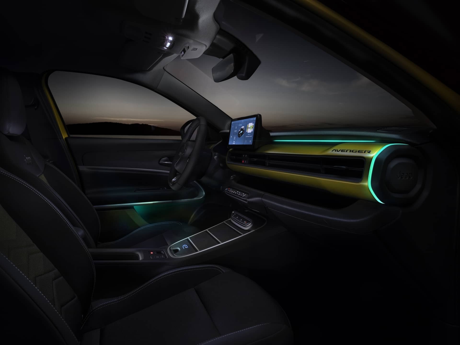 Iluminación ambiental interior en tonos verdes