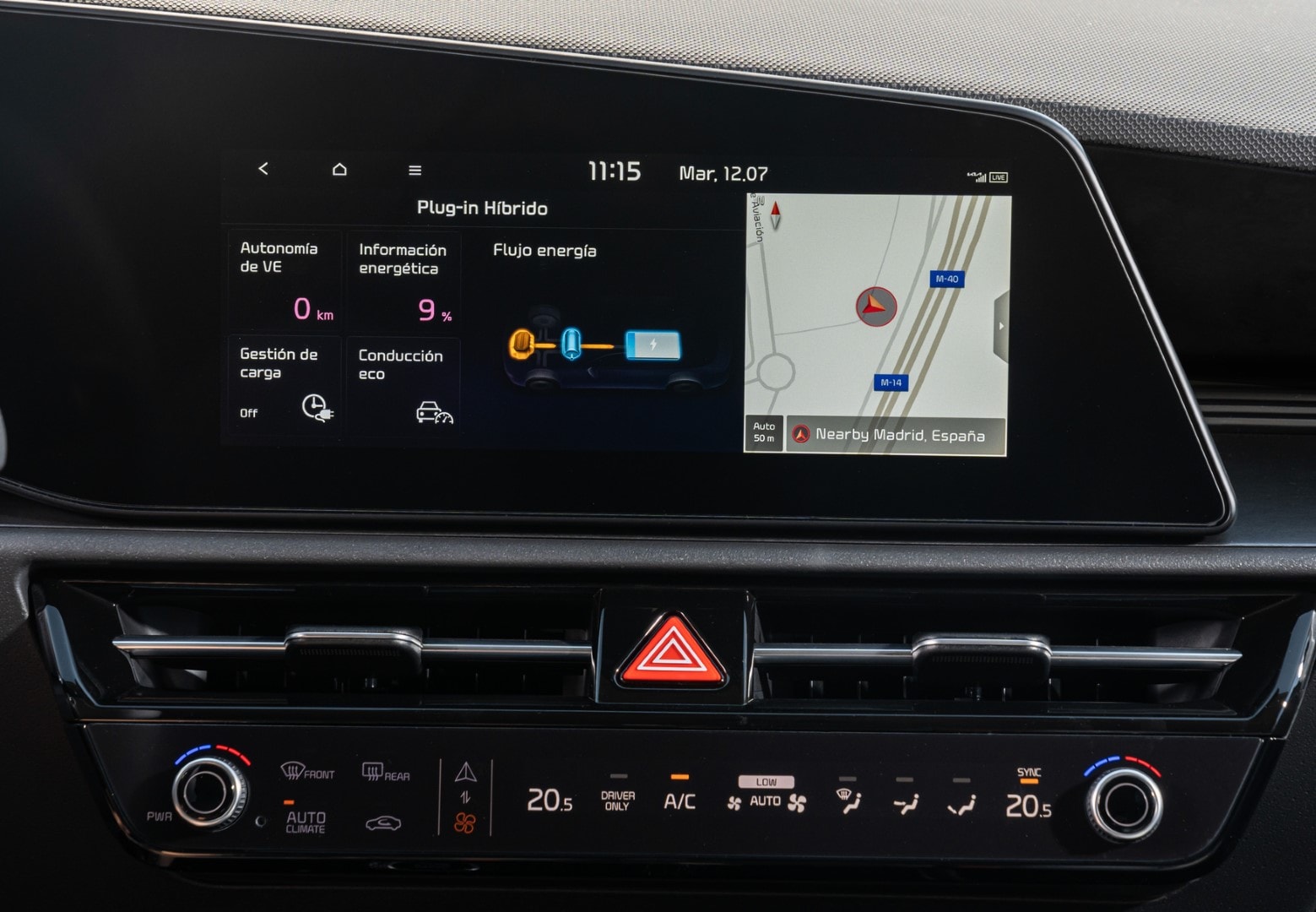 Sistema de infotainment del Kia e-Niro con pantalla táctil de alta resolución.