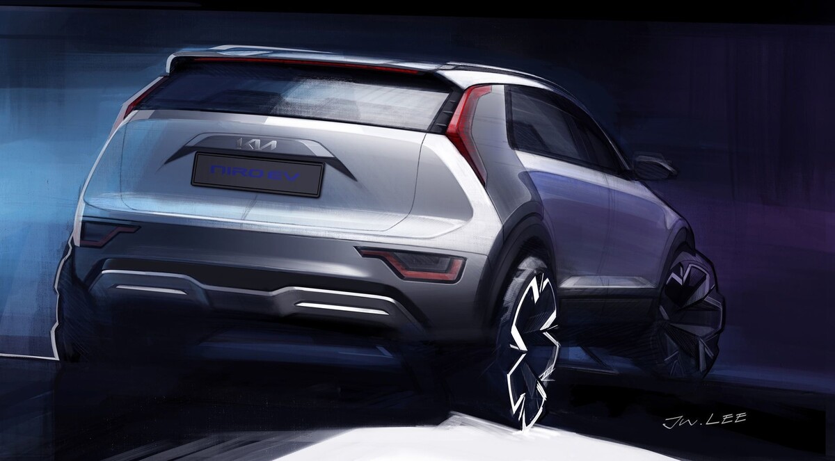 Representación conceptual de la parte trasera y lateral del Kia Niro Híbrido. Representación conceptual de la parte trasera y lateral del Kia Niro Híbrido.