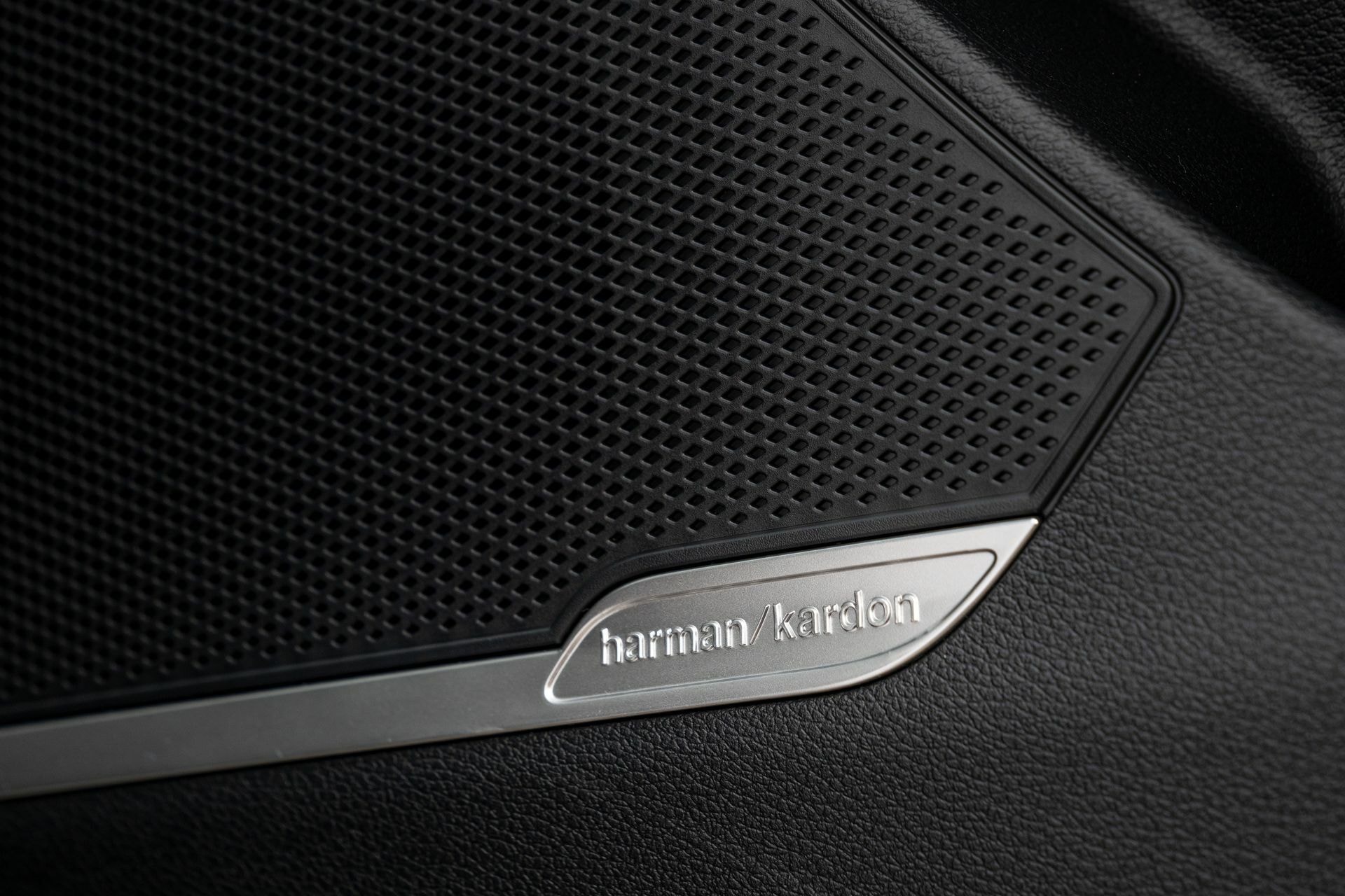 Emblema sistema de audio Harman Kardon en la puerta.