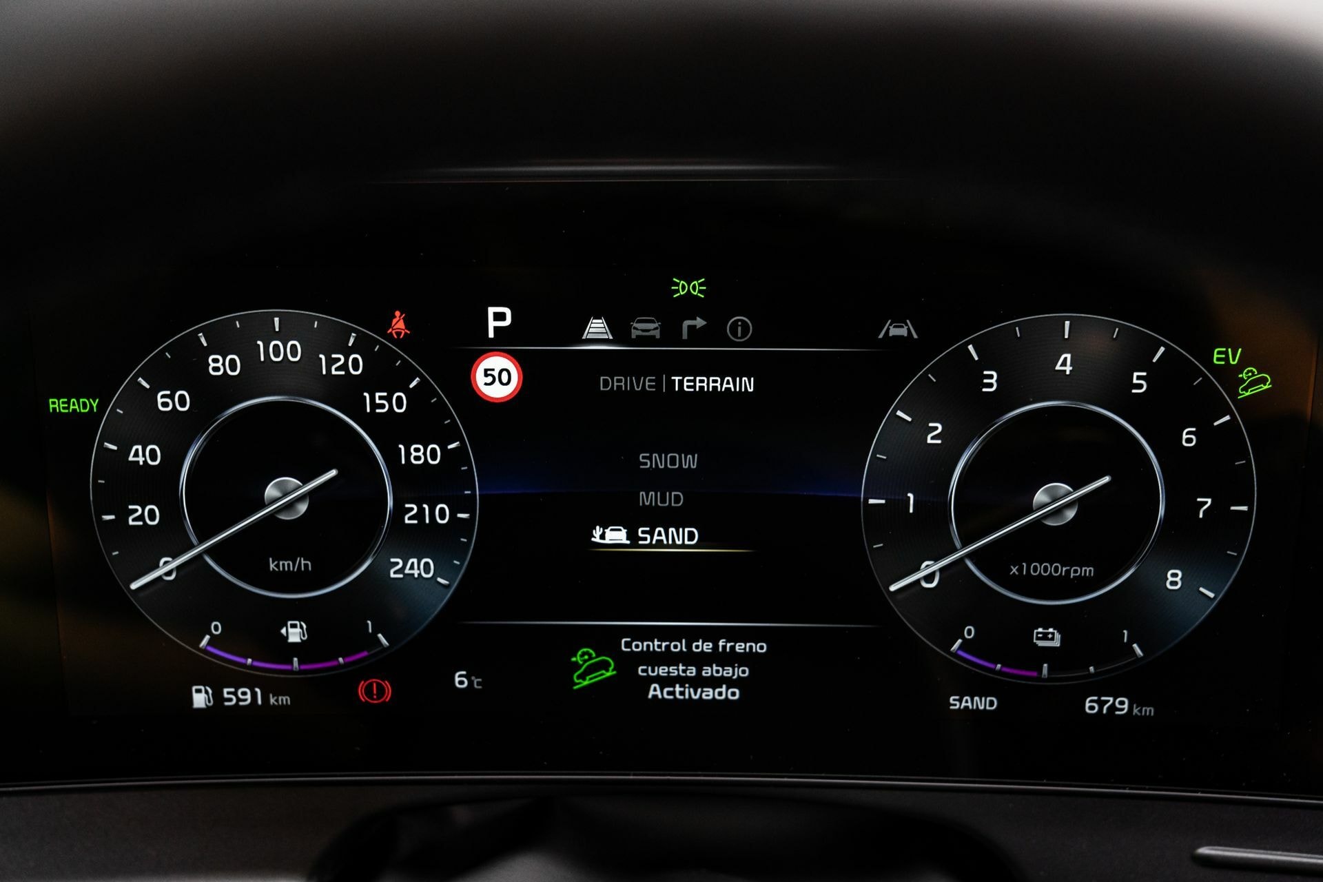 Indicación del sistema de tracción en la instrumentación del Sportage