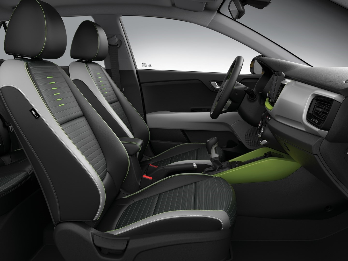 Interior del Kia Stonic mostrando los asientos deportivos y diseño elegante.
