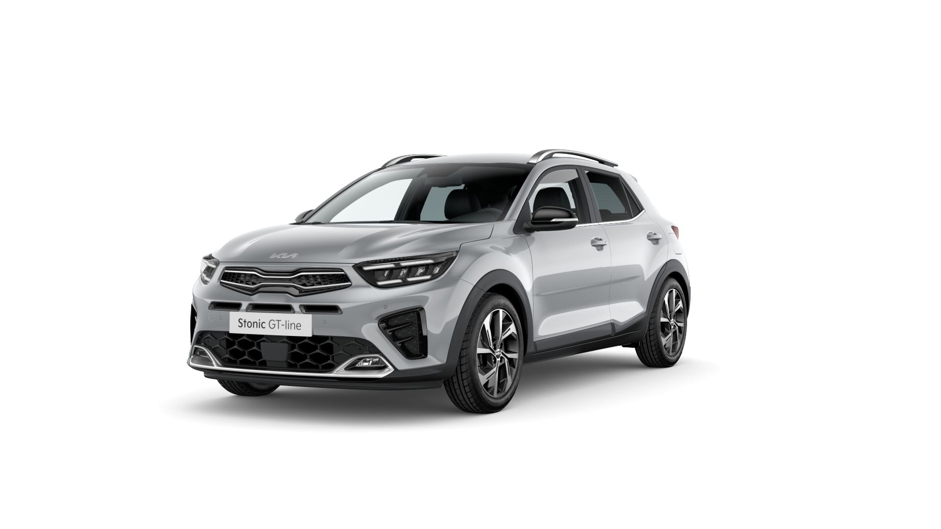 Vista angular frontal del Kia Stonic resaltando su robustez y estilo.