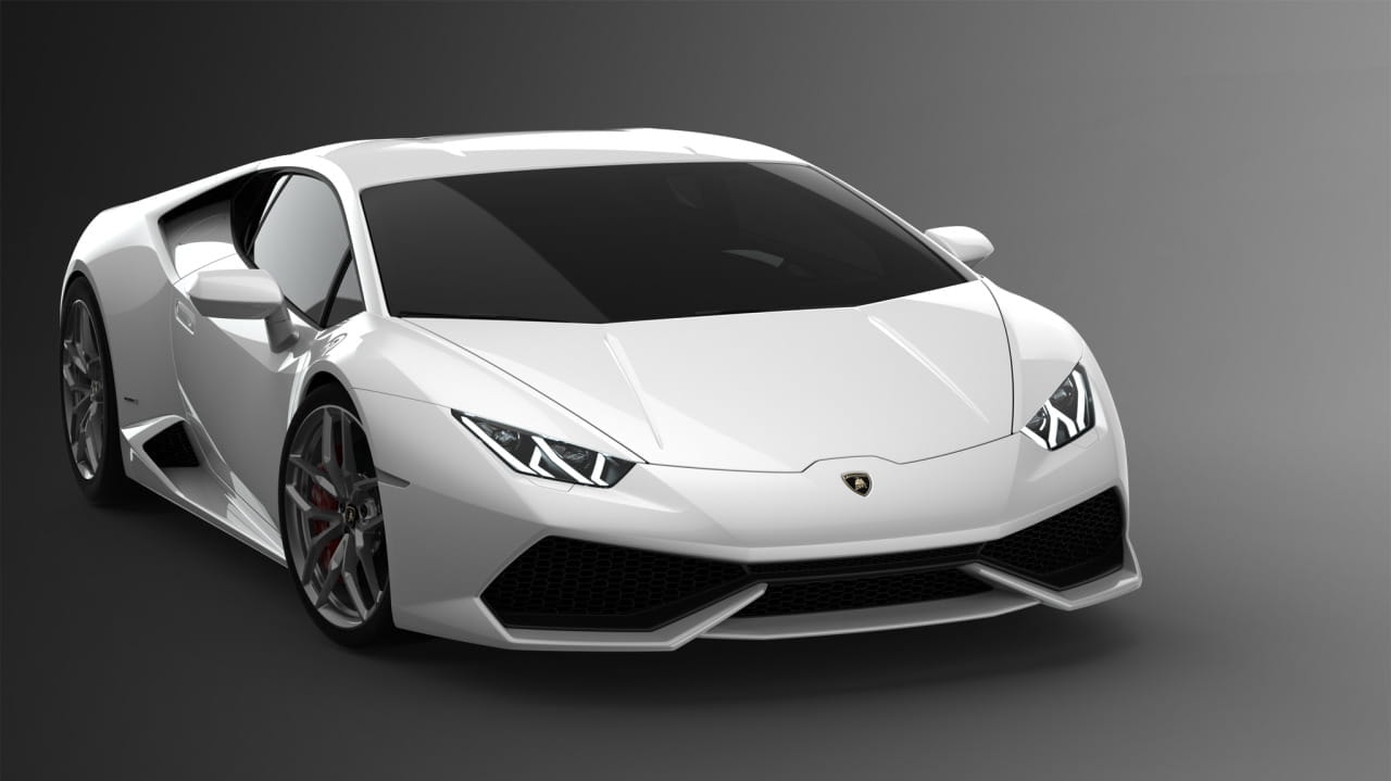 Perspectiva frontal del Huracán Evo Spyder que enfatiza su diseño afilado.