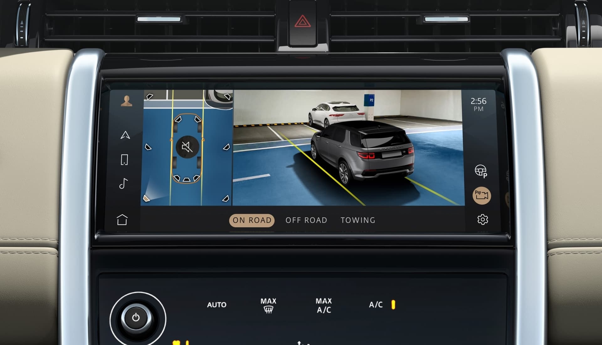 Visualización de la cámara de 360 grados para asistencia en maniobras.