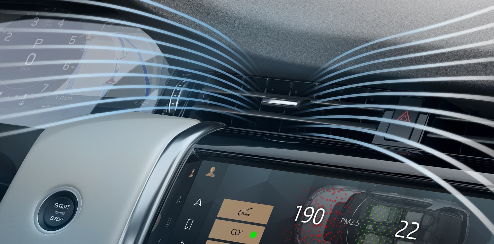 Gráfico de animación mostrando los flujos de aire del sistema de ventilación.