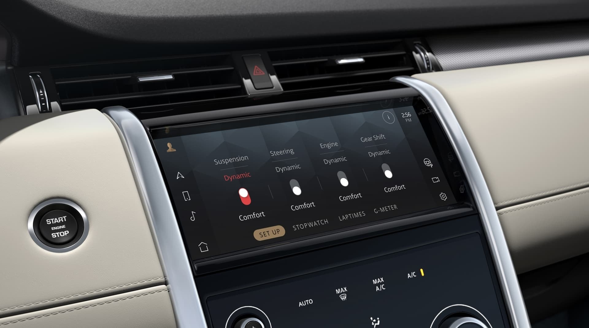 Pantalla del selector de modo de conducción con opciones personalizables.