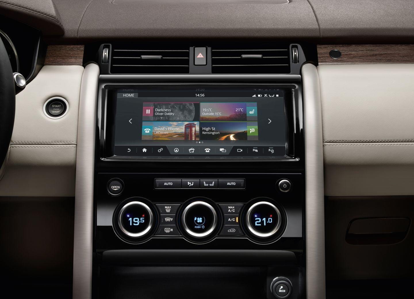 Vista del sistema de infotainment Touch Pro del Land Rover Discovery.