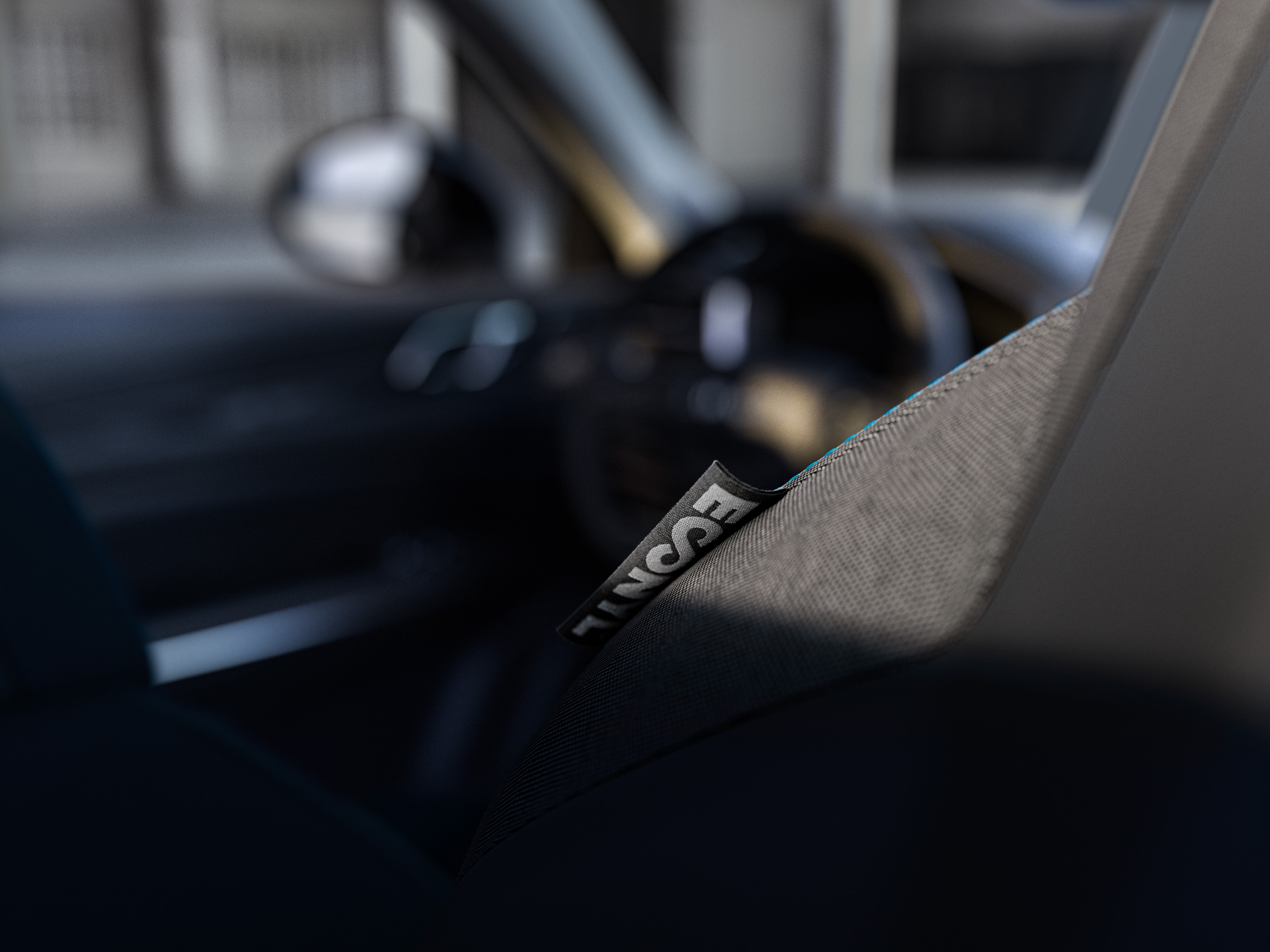 Primer plano de la textura y material del asiento.