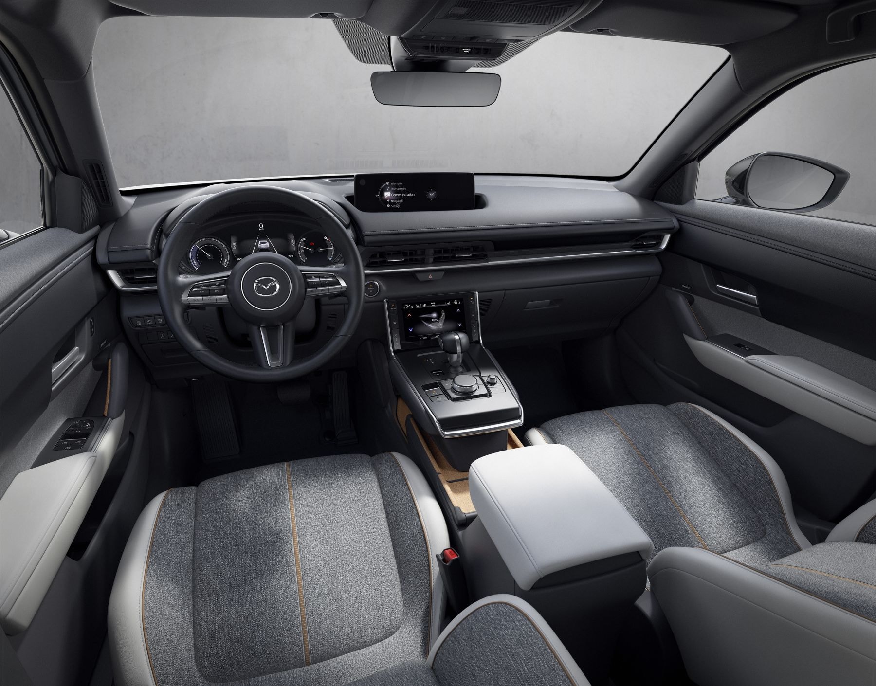 Detalle del selector de transmisión en el Mazda MX-30.