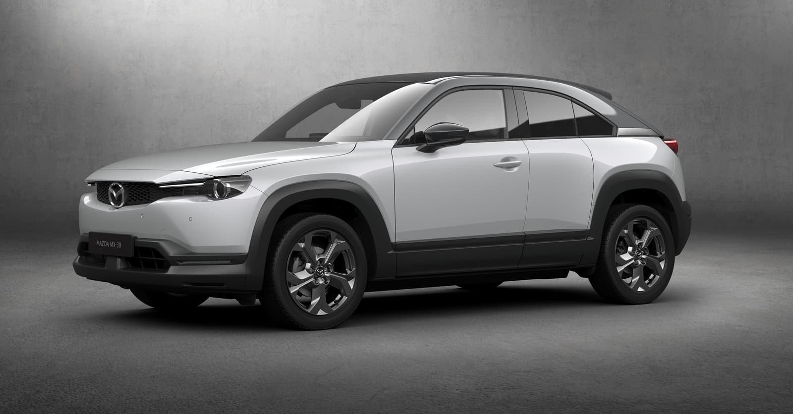 Perfil del Mazda MX-30 destacando su diseño limpio.