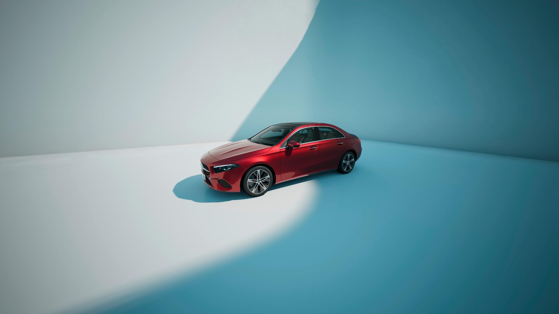 Silueta lateral del Clase A en tono rojo destacando su línea deportiva.