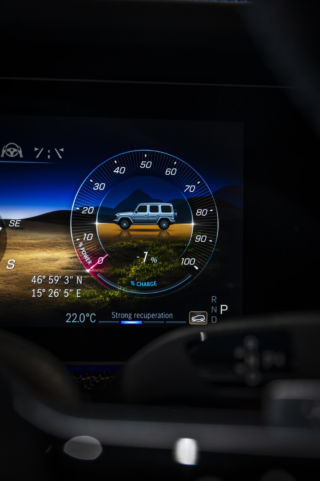 Pantalla con el instrumental virtual del Mercedes Clase G.
