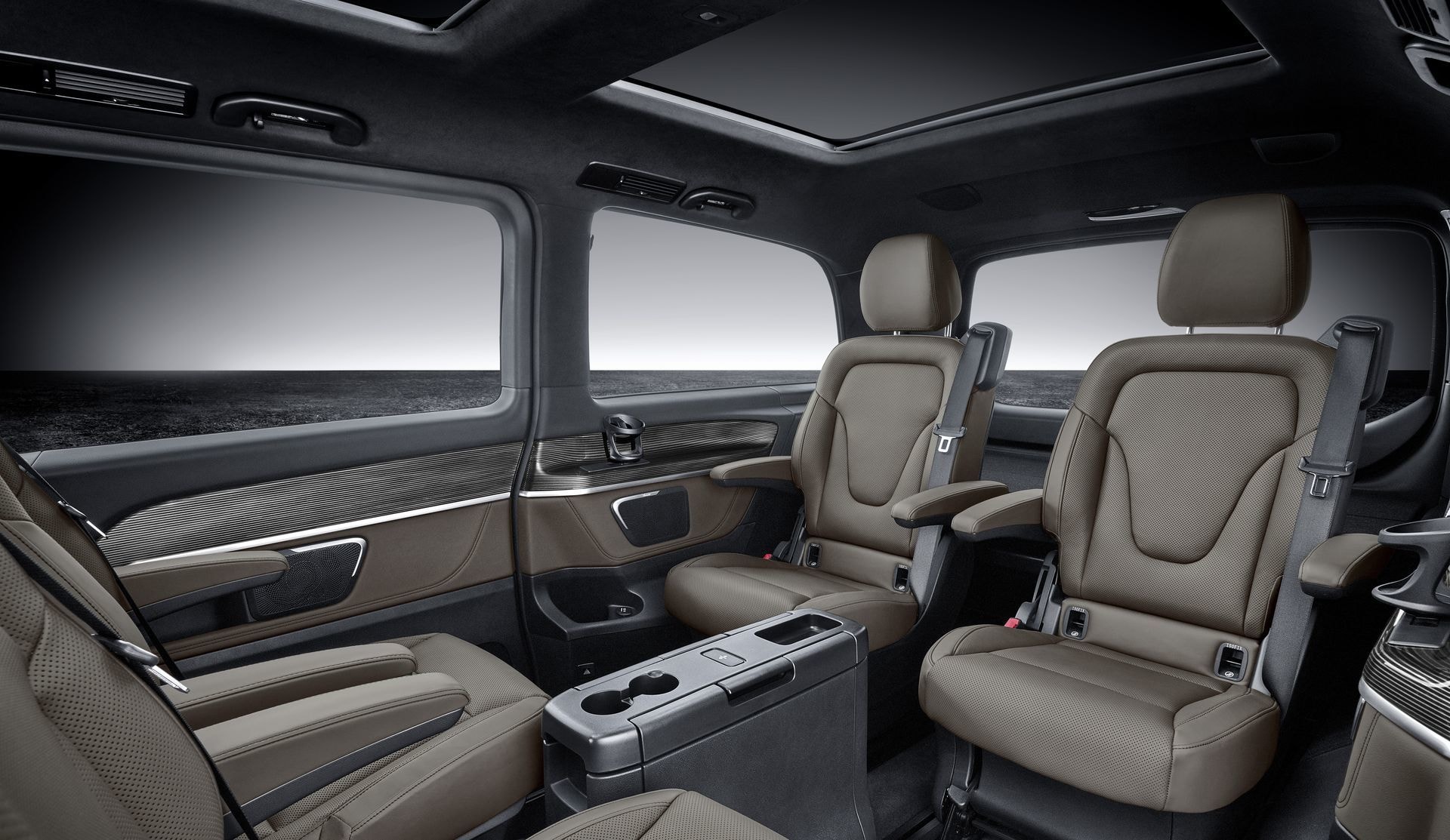 Configuración de asientos traseros de la Mercedes Clase V.