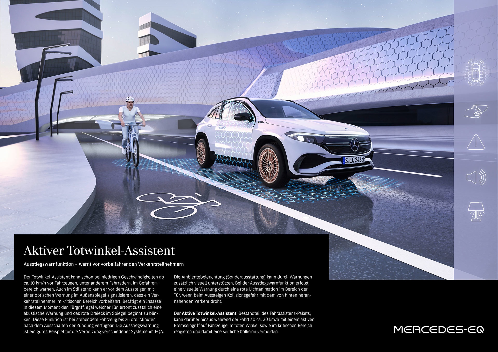 Detalle del cuadro de instrumentos digitales del Mercedes EQA.