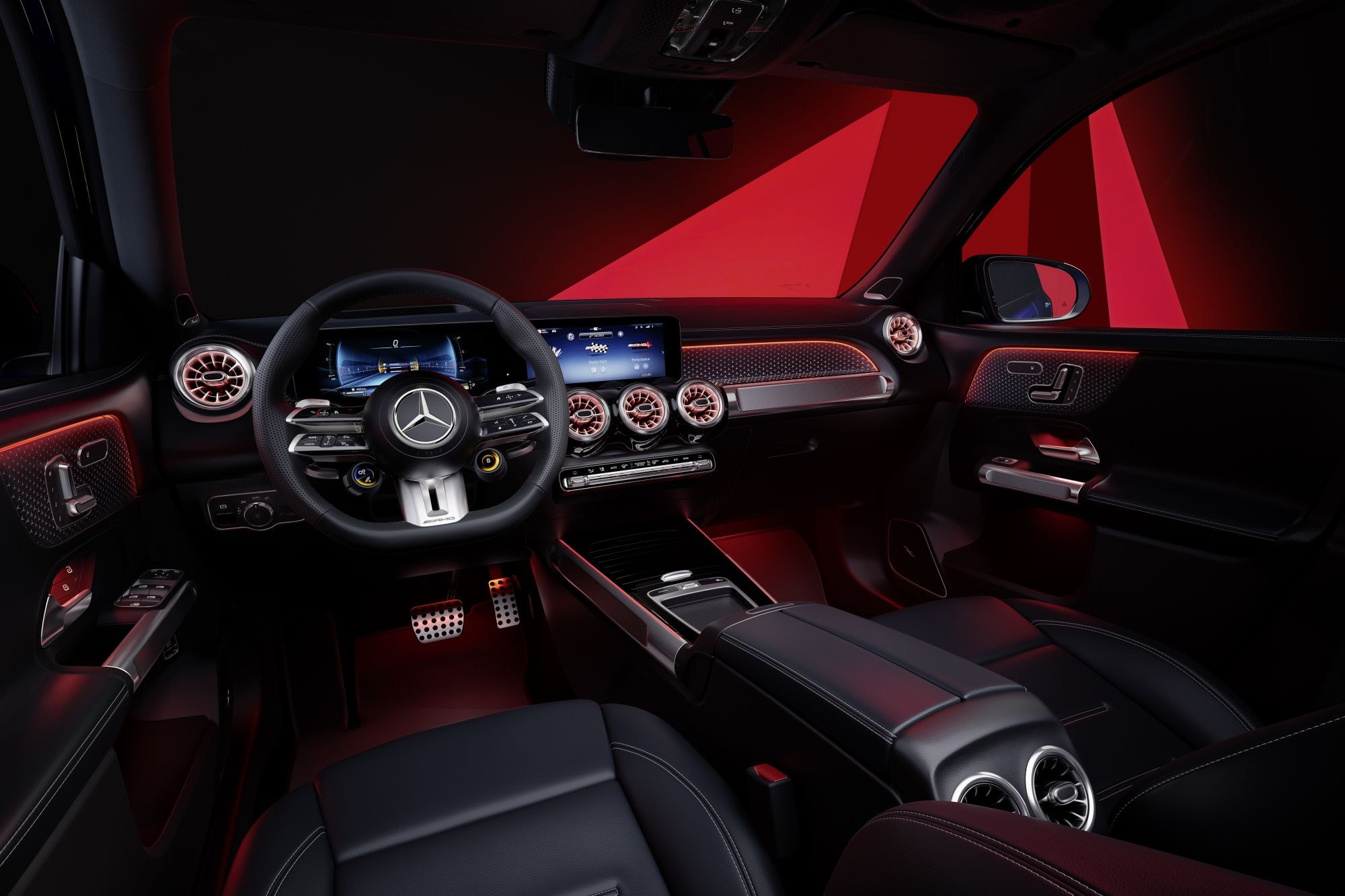 Detalle del sistema de infoentretenimiento y aire acondicionado del Mercedes GLB.