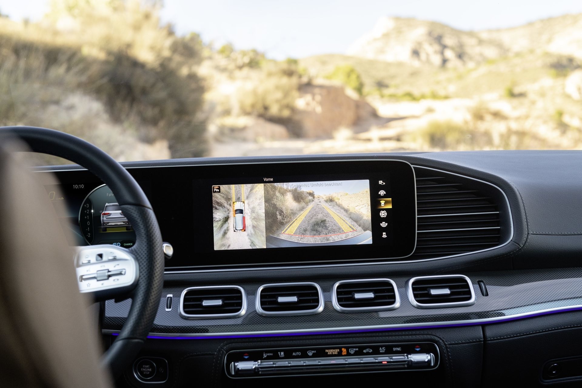 Pantalla de navegación mostrando la vista de cámara externa.