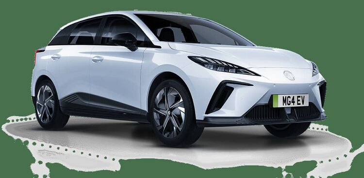 Perfil lateral del MG 4 en color blanco, mostrando su diseño aerodinámico. Perfil lateral del MG 4 en color blanco, mostrando su diseño aerodinámico.