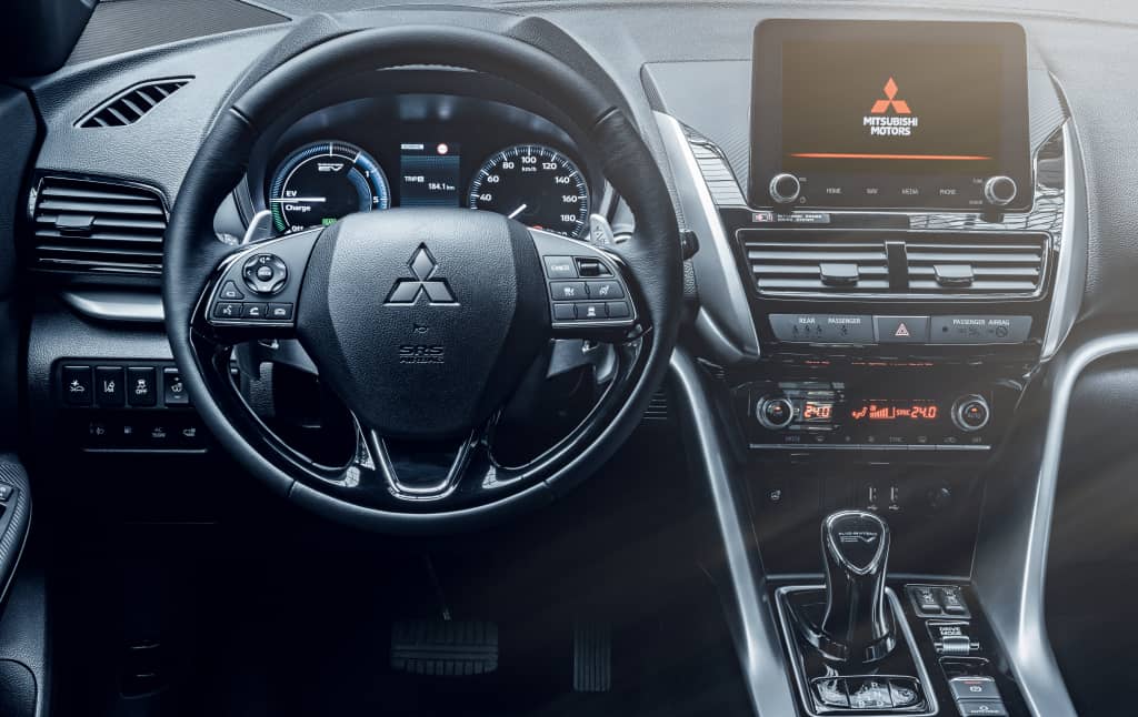 Detalle del volante y consola central