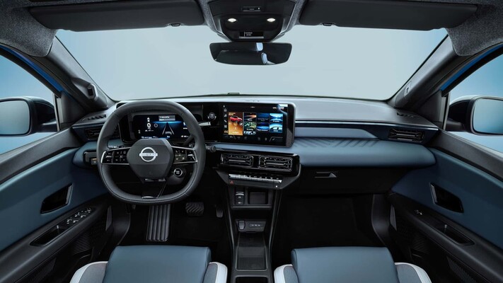 Perspectiva lateral y trasera del Nissan Micra eléctrico, mostrando sus líneas aerodinámicas. Perspectiva lateral y trasera del Nissan Micra eléctrico, mostrando sus líneas aerodinámicas.